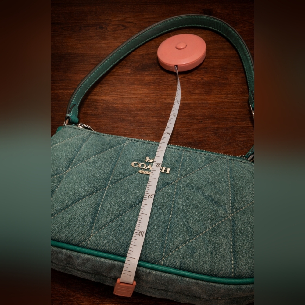Coach Quilted Denim Shoulder Bag - Baquette Style - Green - NWT - Picture 8 of 8